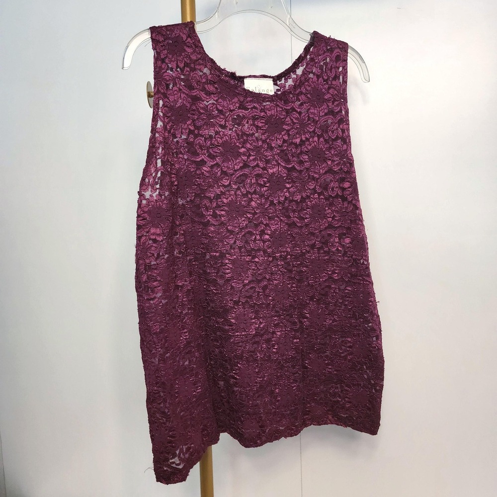 XL Burgundy Sheer Lace Tank, Size XL